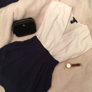 H&M white blue romper dress